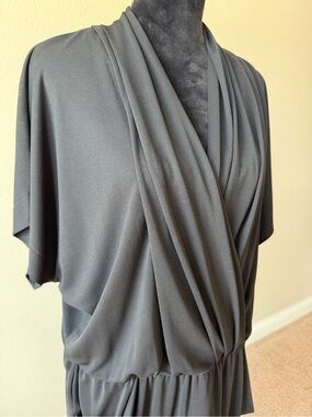 RACHEL Rachel Roy Draped V-Neck Short Sleeve Dress - Charcoal